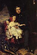 Franz Xaver Winterhalter Portrait of the Prince de Wagram and his daughter Malcy Louise Caroline Frederique oil painting on canvas